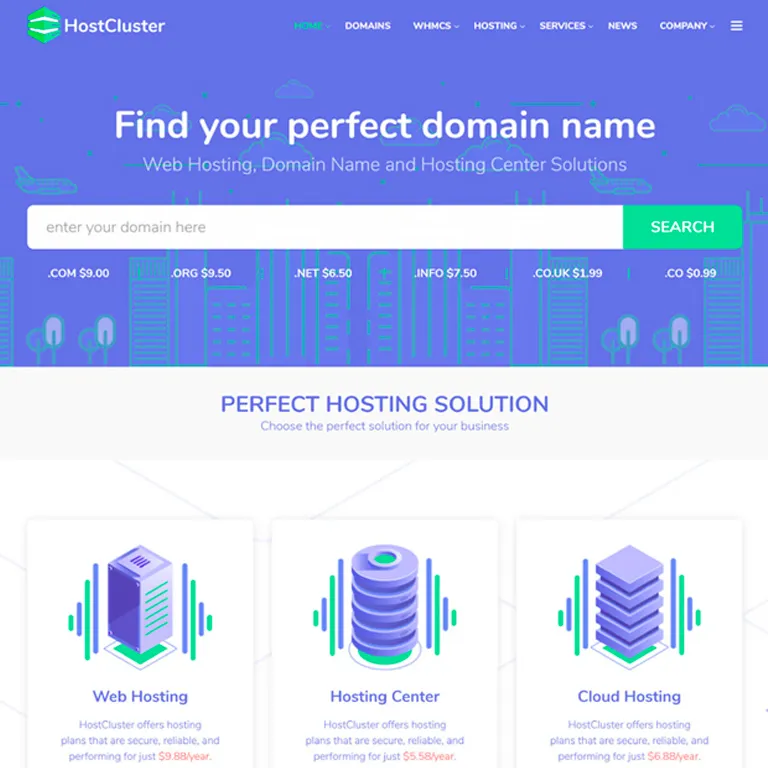 HostCluster WHMCS Server y Hosting WordPress Theme 1 HostCluster WHMCS Server y Hosting WordPress Theme