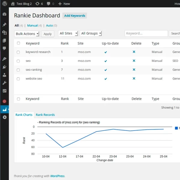 Rankie WordPress Rank Tracker Plugin | Plugins GT