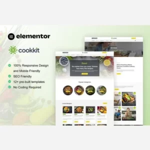 Cookkit Food Recipe and Nutrition Service Elementor Pro Template Kit